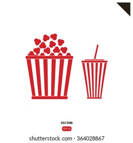 Popcorn and cola. Vector Illustration