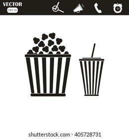 Popcorn and cola . Vector Illustration
