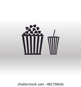Popcorn and cola . Vector Illustration
