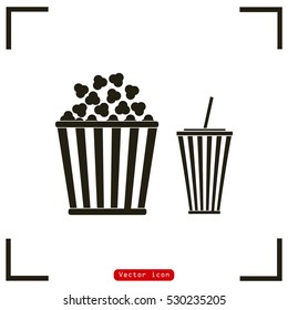 Popcorn and cola . Vector Illustration