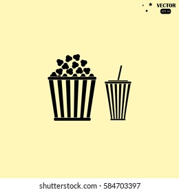 Popcorn and cola . Vector Illustration