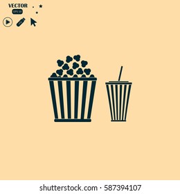 Popcorn and cola . Vector Illustration