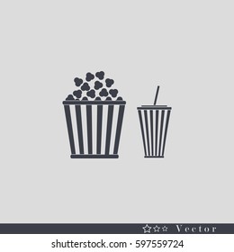 Popcorn and cola . Vector Illustration