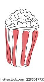 Popcorn with color spot Fast food. Vector illustration