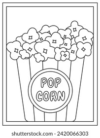 Popcorn-Farbseite, handgezeichnet, Vektorgrafik 