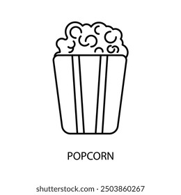 Icono de línea de concepto de palomitas de maíz. Ilustración de elemento simple. diseño de símbolo de esquema de concepto de palomitas de maíz.