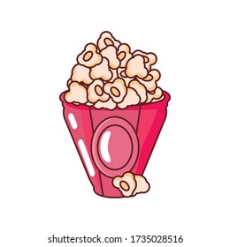 popcorn in container on white background vector illustration design