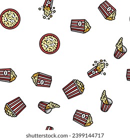 popcorn corn pop cinema vector seamless pattern thin line illustration