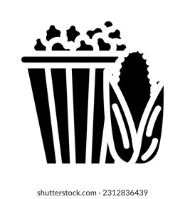 popcorn corn yellow glyph icon vector. popcorn corn yellow sign. isolated symbol illustration
