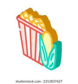 popcorn corn yellow isometric icon vector. popcorn corn yellow sign. isolated symbol illustration