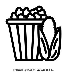 popcorn corn yellow line icon vector. popcorn corn yellow sign. isolated contour symbol black illustration