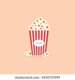 popcorn cup cinema,red and white,vector illustration