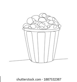 Popcorn in a cup. Continuous one line drawing
