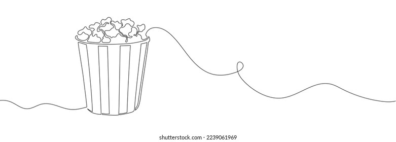 Popcorn in a cup continuous one line drawing. Vector illustrationPopcorn in a cup continuous one line drawing