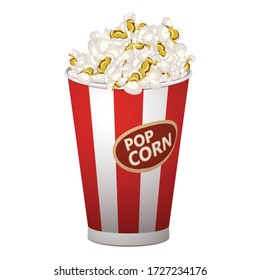 Popcorn cup icon. Cartoon of popcorn cup vector icon for web design isolated on white background