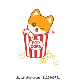 popcorn and  cute dog