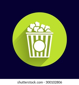 Popcorn design on blue background,clean vector logo.