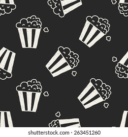 popcorn doodle drawing seamless pattern background