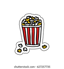 Popcorn Doodle Icon, Sticker