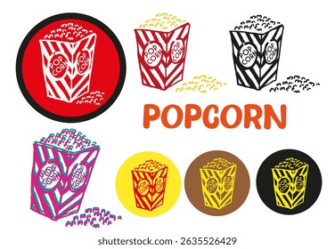 Popcorn im doodle-Stil Kunstwerk Set