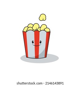 Popcorn Doodle es una caricatura vectorial, un doodle lindo con un tema de comida. Adecuado para el diseño de camisetas, Merchaindise, sticker, logotipo de mascota, etc.