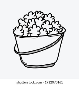 Popcorn doodle vector icon. Drawing sketch illustration hand drawn line.