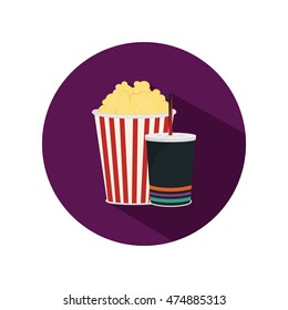 Popcorn and drink color flat icon