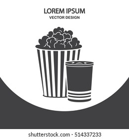 Popcorn and drink icon. Simple design for web and mobile