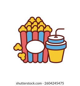 Popcorn and Drink vector icon stock illustration