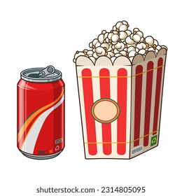 Popcorn and drink vector illustration. Popcorn vector illustration.