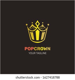 Popcorn Elegant Gold Luxury Shiny Logo Design Concept