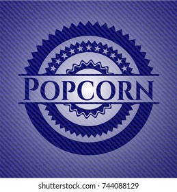 Popcorn emblem with denim high quality background