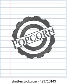 Popcorn emblem draw with pencil effect