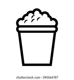 Popcorn. Fast food vector icon. Black and white illustration.
