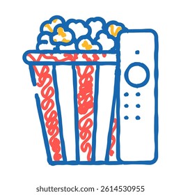 popcorn film cinema doodle icon sketch vector. popcorn film cinema sign. isolated symbol illustration