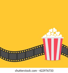 Popcorn. Film strip border.  Vector illustration
