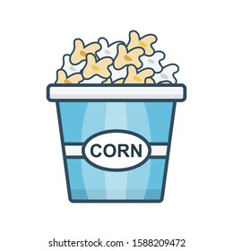 popcorn flat color line icon 