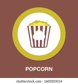 popcorn flat icon - cinema theater Symbol - Vector entertainment illustration Isolated - popcorn snack Sign