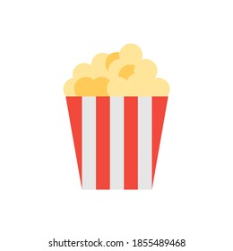 Popcorn flat icon isolated on white background. Good for restaurant, theater, brochure, banner