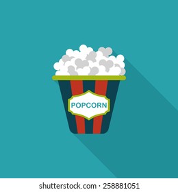 Popcorn flat icon with long shadow,eps10