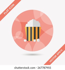 Popcorn flat icon with long shadow,eps10