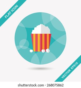 Popcorn flat icon with long shadow,eps10