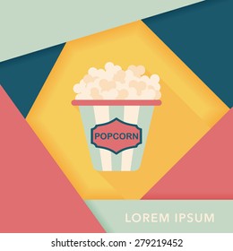 Popcorn flat icon with long shadow,eps10