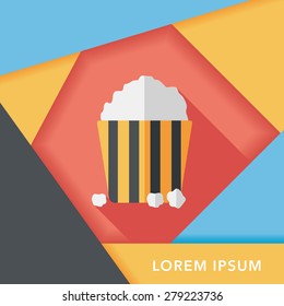 Popcorn flat icon with long shadow,eps10