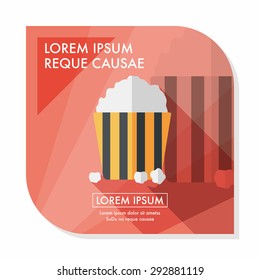 Popcorn flat icon with long shadow,eps10