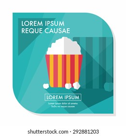 Popcorn flat icon with long shadow,eps10