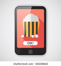 Popcorn flat icon with long shadow,eps10