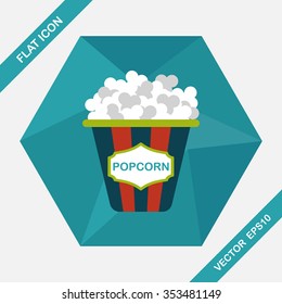 Popcorn flat icon with long shadow,eps10
