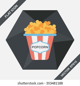 Popcorn flat icon with long shadow,eps10