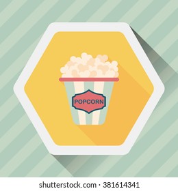 Popcorn flat icon with long shadow,eps10